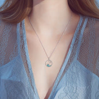 Silver Seagull & Ocean Wave Pendant Necklace