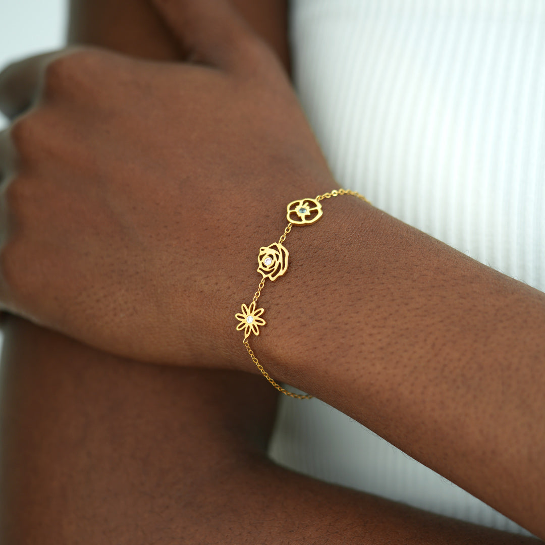 Birth Flowers Bracelet-Meaningful Family Jewelry