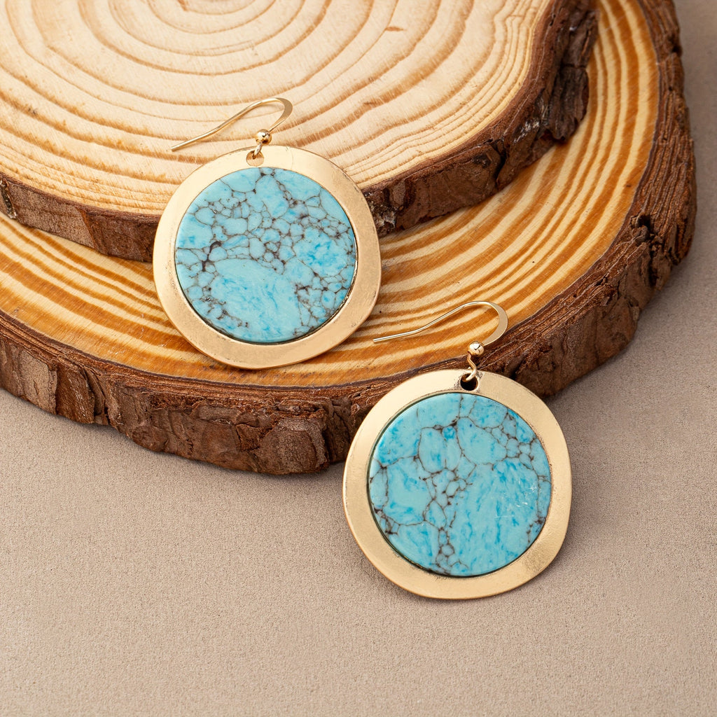 Vintage Style Bohemian Round Turquoise Earrings