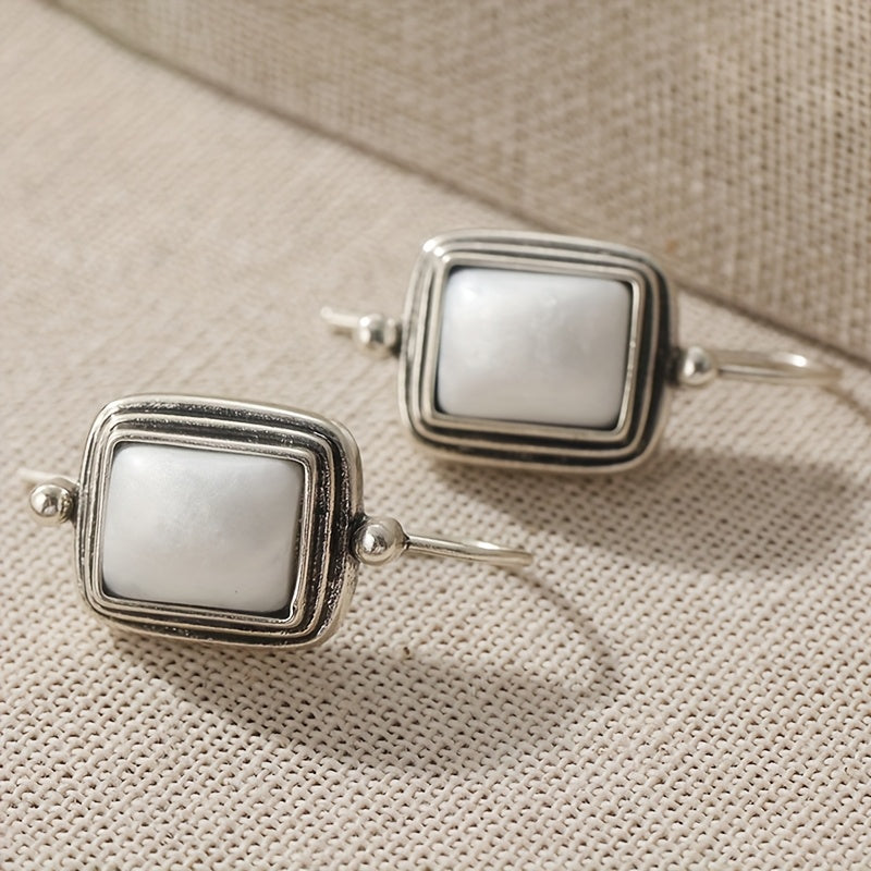 Elegant Bohemian Square Pearl Drop Earrings