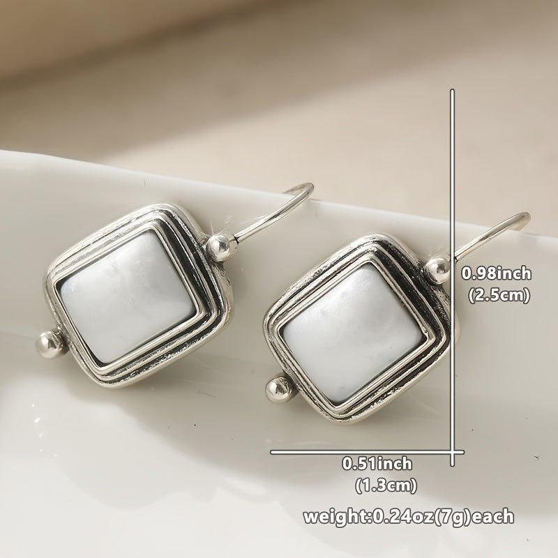 Elegant Bohemian Square Pearl Drop Earrings