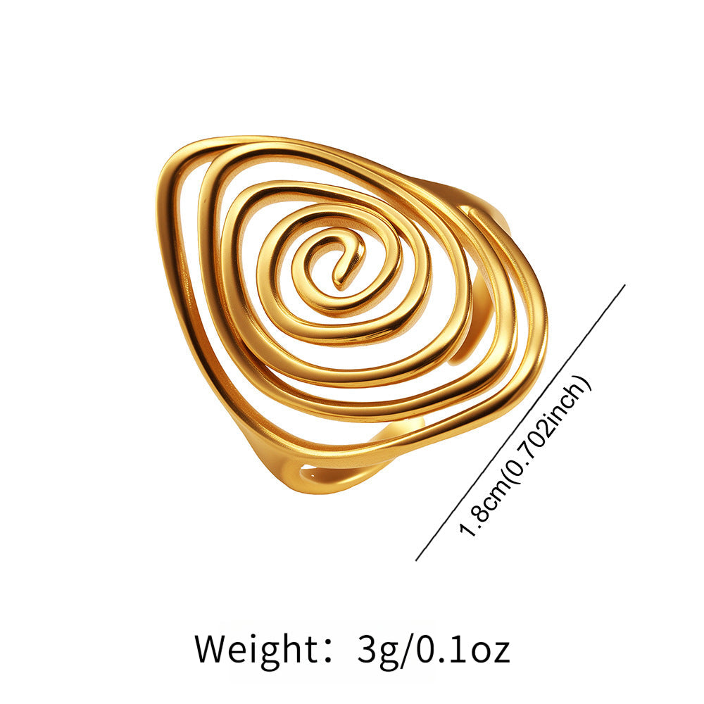 Vortex Sculptural Spiral Gold Statement Ring