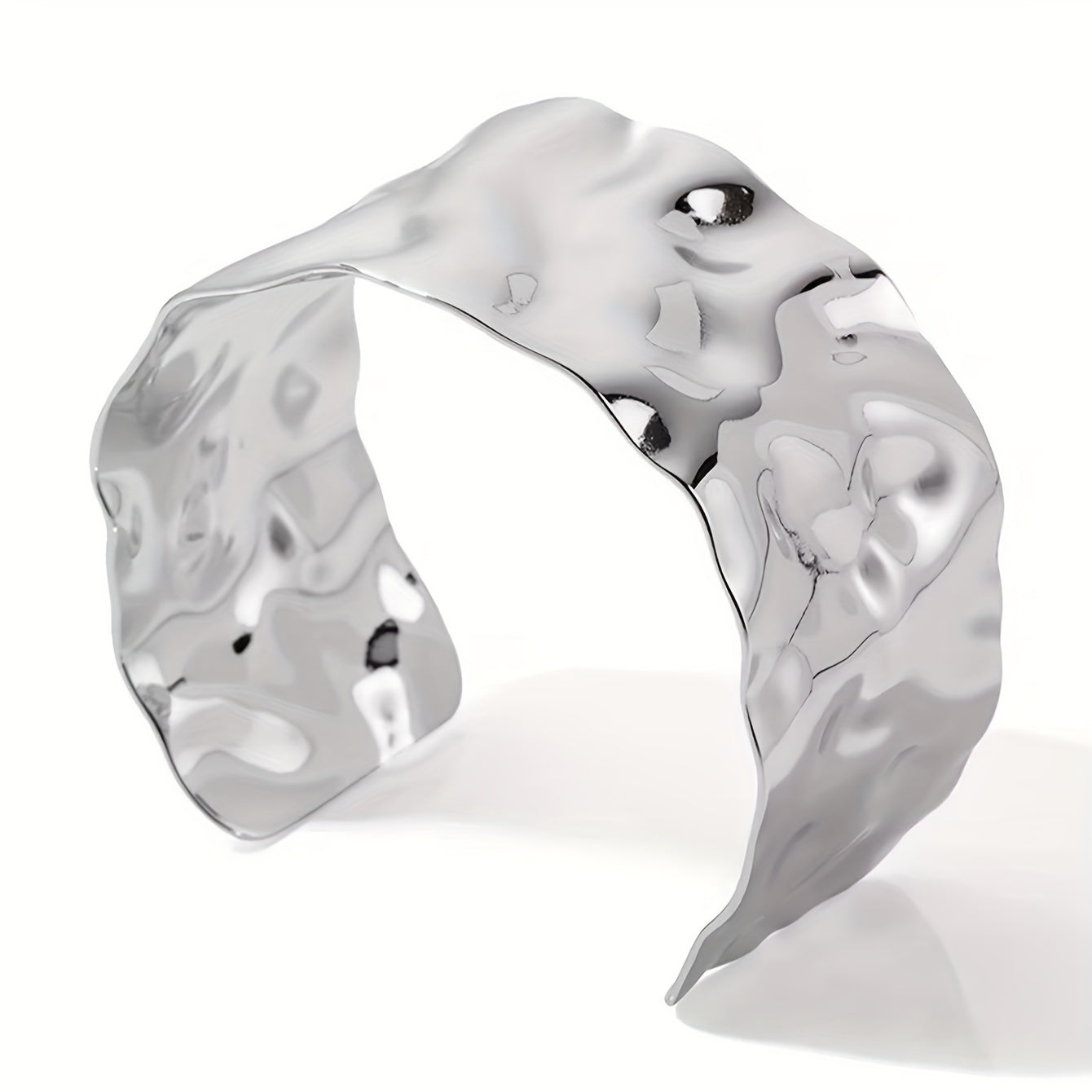 Elegant Polished Sculptural Wide Cuff Bracelet