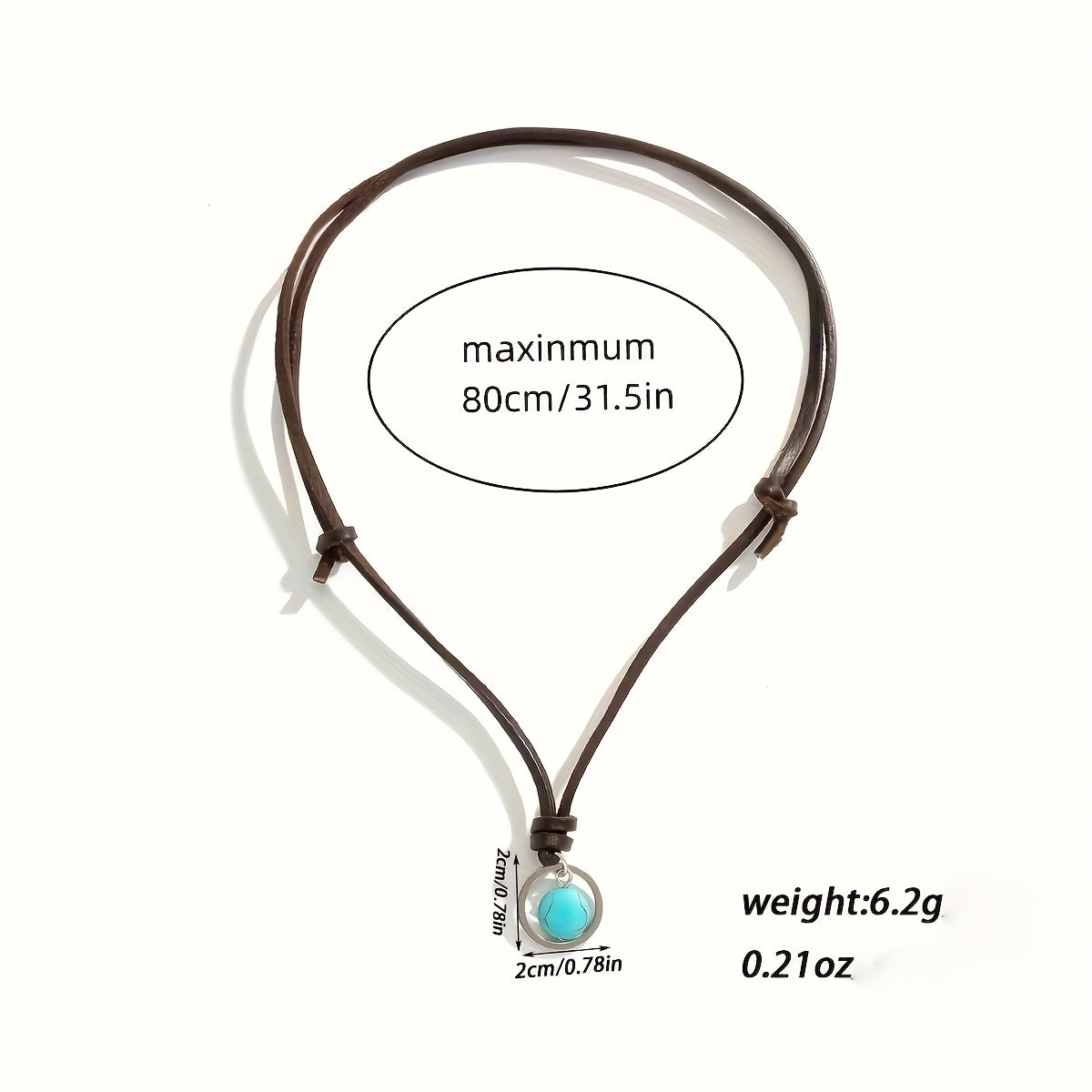 Bohemian Turquoise Pendant Leather Choker Necklace