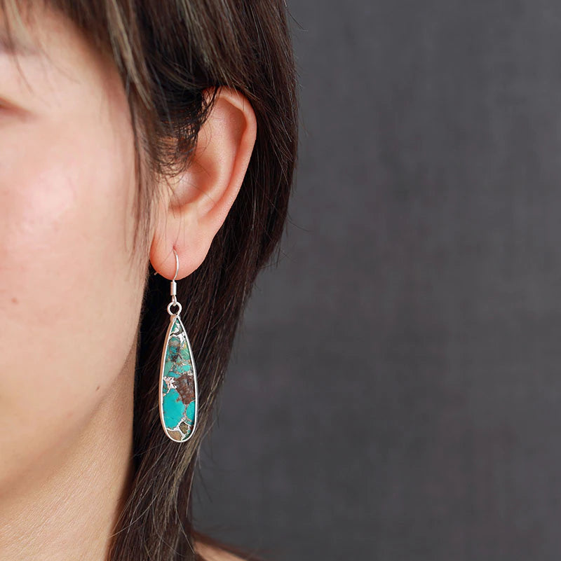 Natural Stone Turquoise Jasper Teardrop Earrings