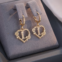 Dainty Initial Heart Hoop Earrings