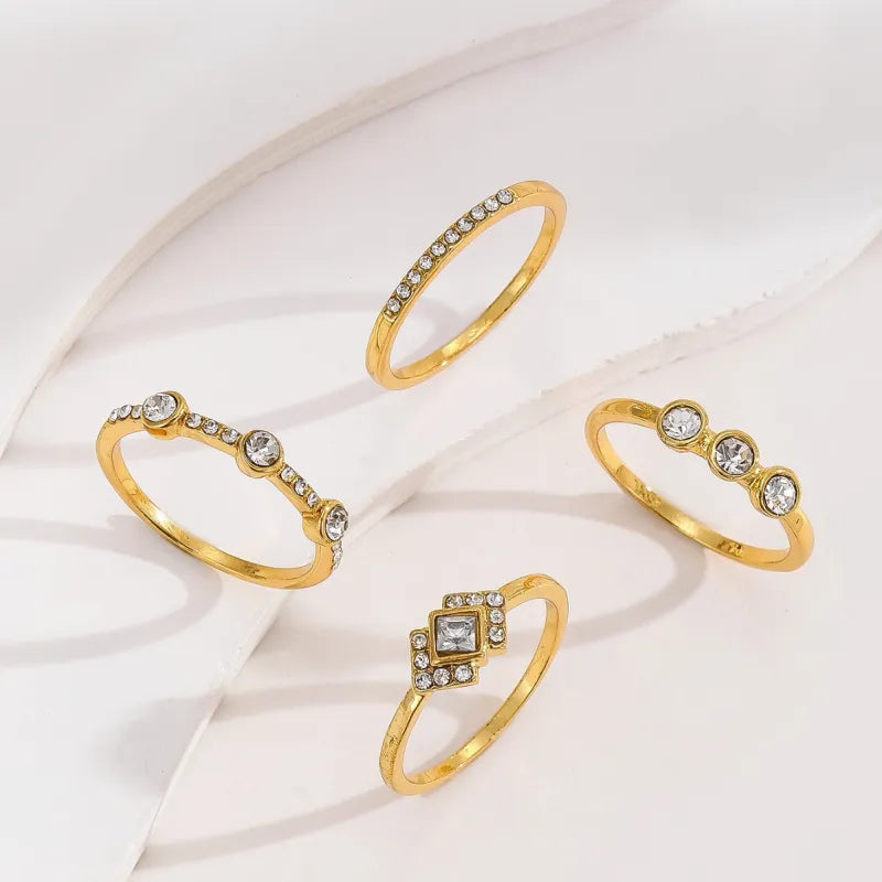 Vintage Art Deco Inspired Gold Plated Stackable Ring Set