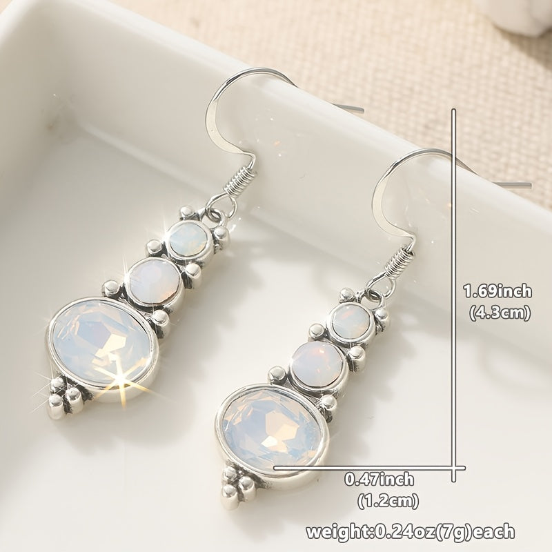 Vintage Bohemian Moonstone Long Dangle Earrings