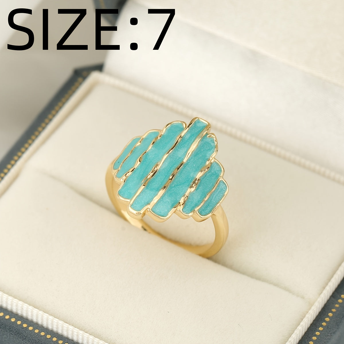 Bohemian Painted Oil Irregular Rock Edge Mint Green Ring