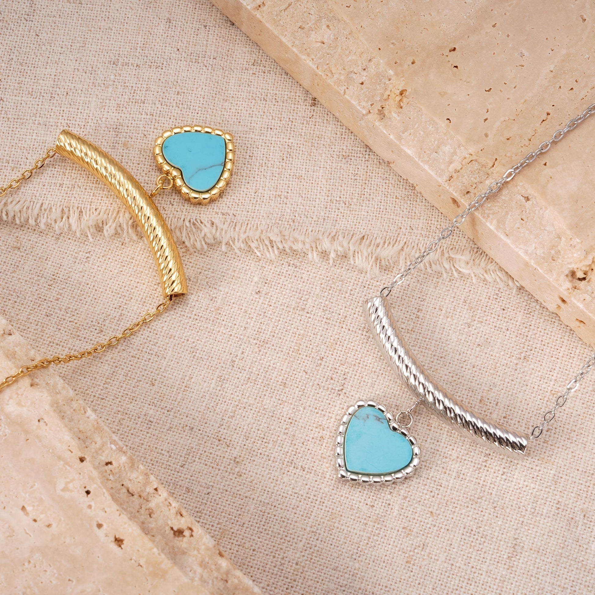 Bohemian Heart Shaped Turquoise Pendant Necklace