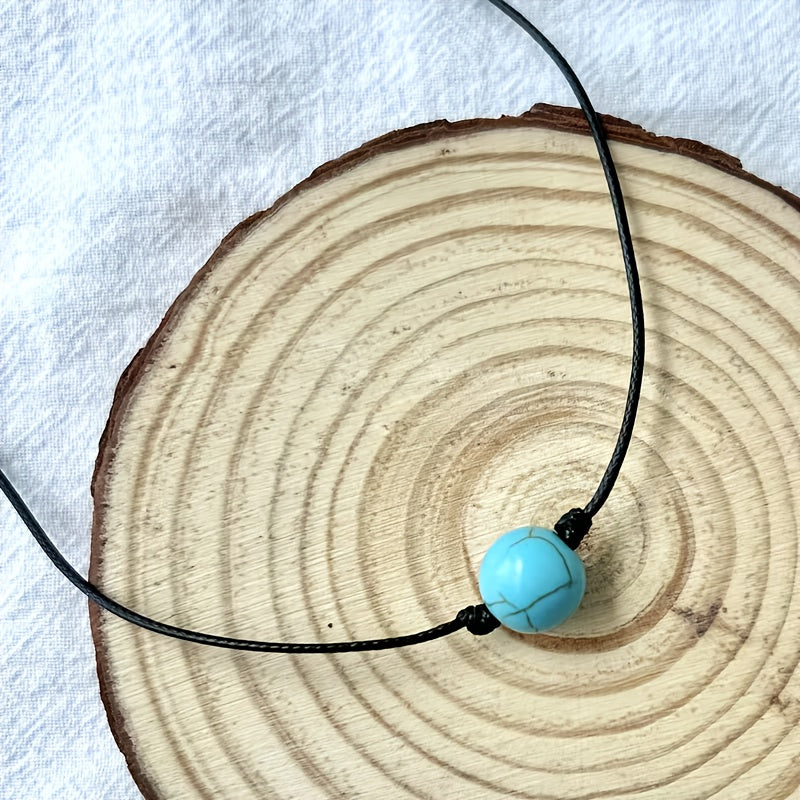 Bohemian Turquoise Stone Bead Adjustable Necklace