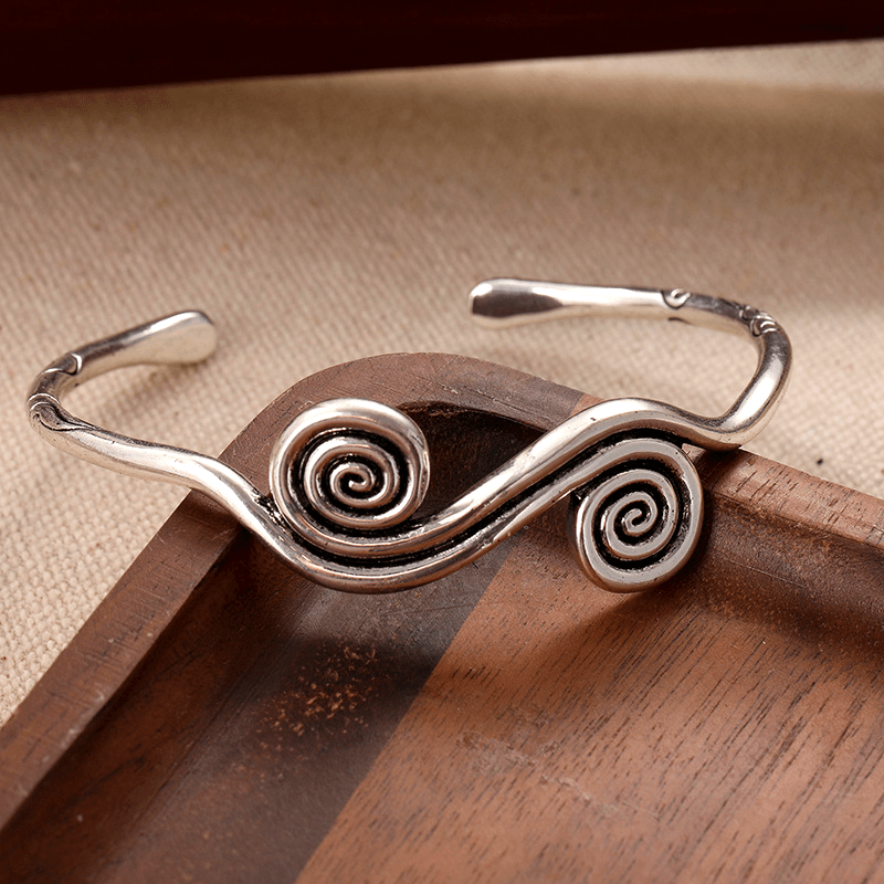 Vintage Gold White Plated Spiral Cuff Bangle Bracelet