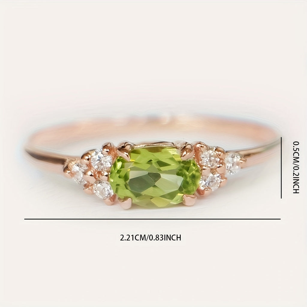 Bohemian Style Classic Oval Zirconia Rose Gold Plated Ring