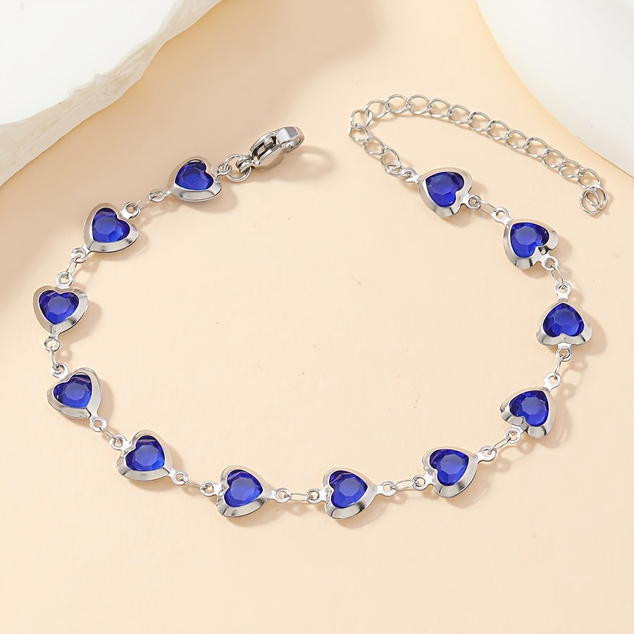 Elegant Stainless Steel Multicolor Heart Link Clutch Bracelet