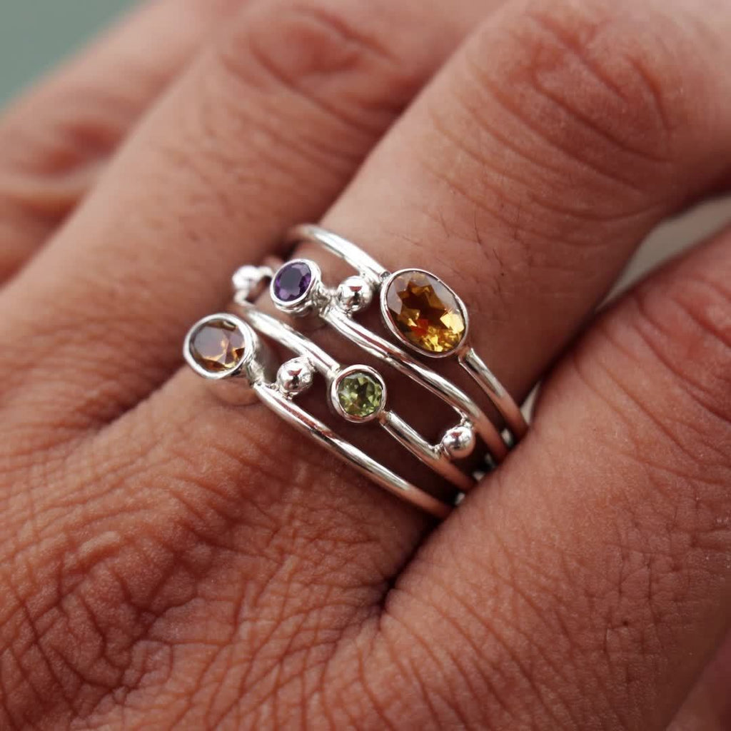 Bohemian Multicolor Gemstone Stacking Ring