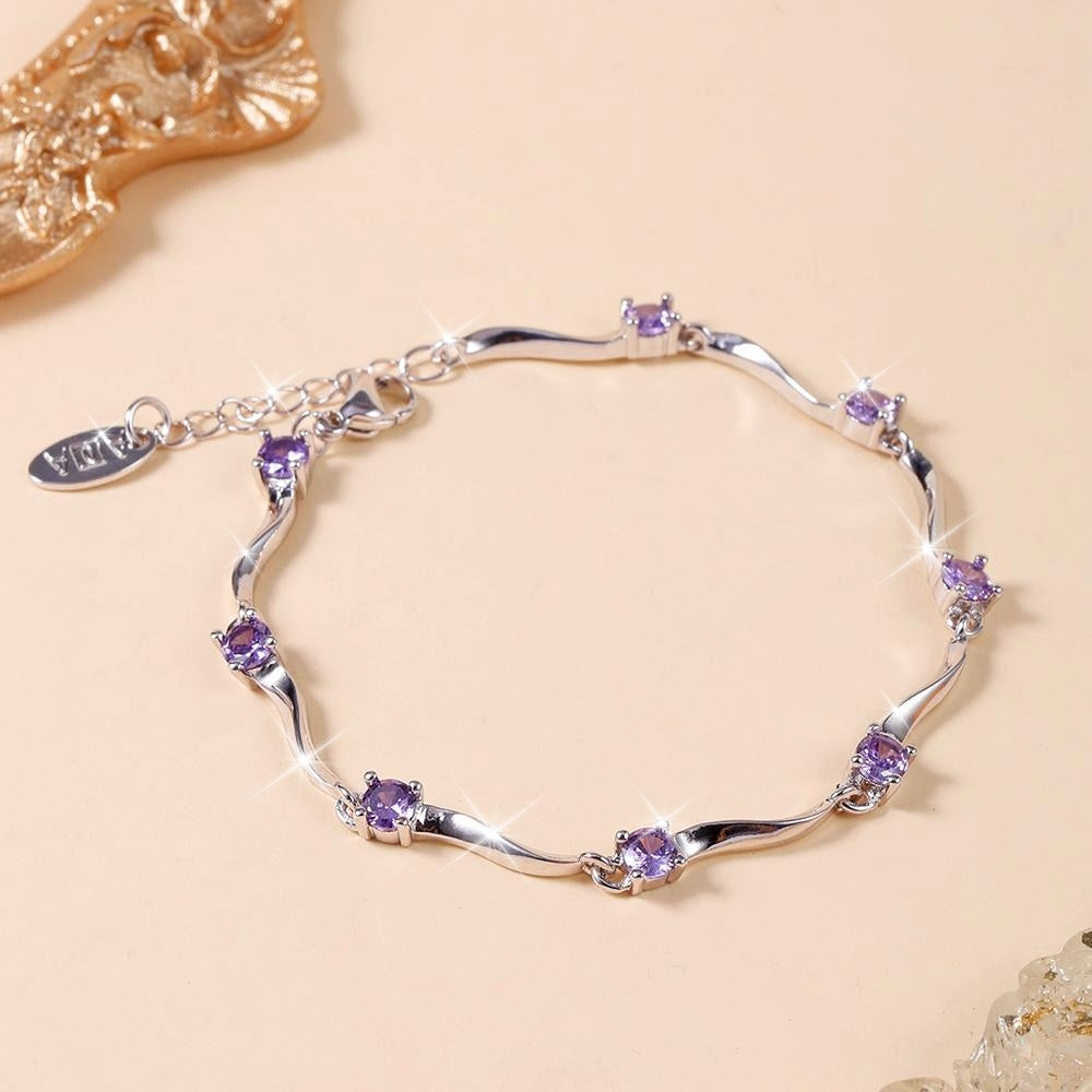 Elegant Wavy Purple Synthetic Zirconia Bracelet