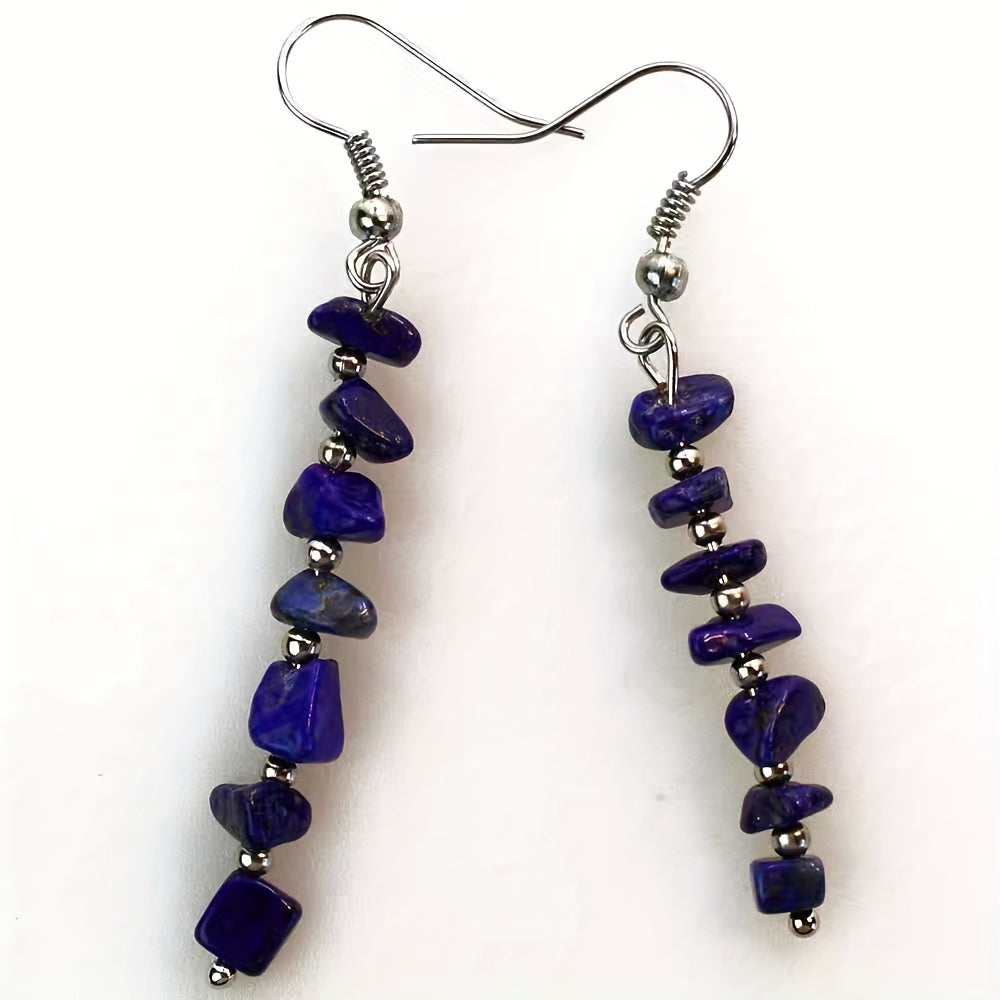 Boho Colorful Natural Gemstone Drop Earrings