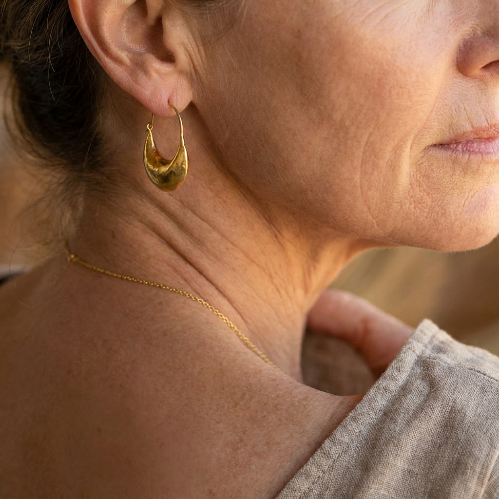 Vintage Sculpted Gold Hoop Earrings