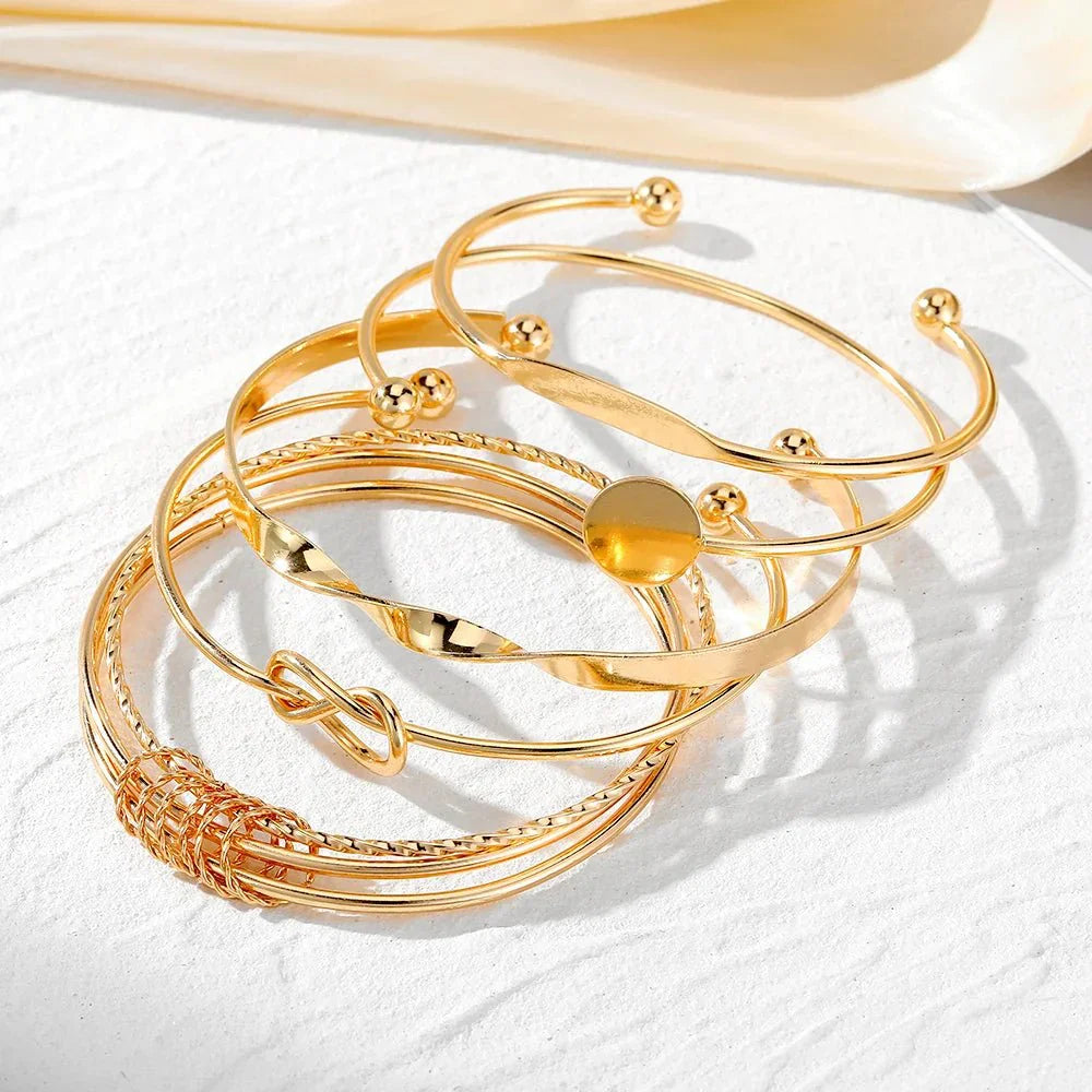 5pcs Twist Bangle Bracelet Stack