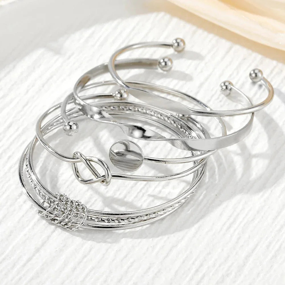 5pcs Twist Bangle Bracelet Stack