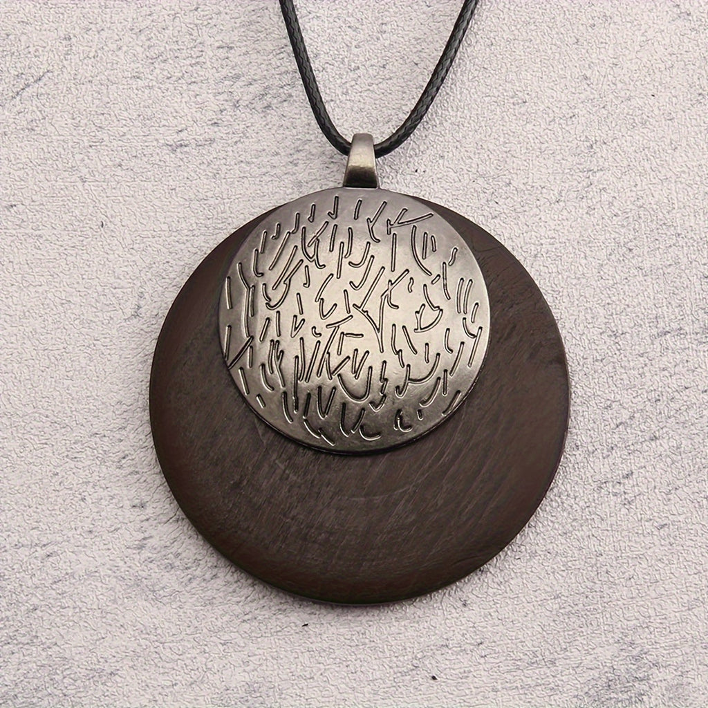 Bohemian Retro Style Spiral Medallion Pendant Long Necklace