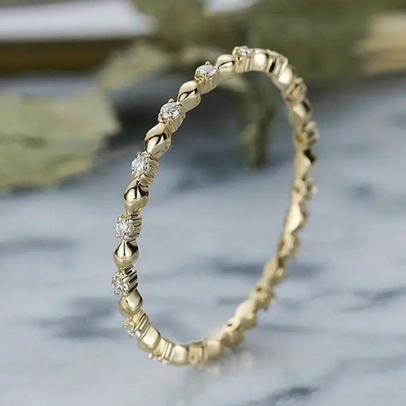 Classic Simple Zirconia Diamond Accent Gold Plated Ring