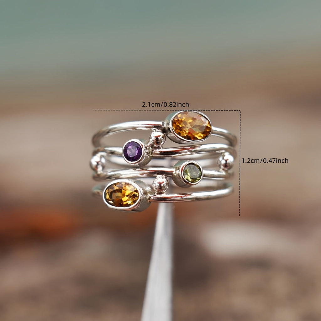 Bohemian Multicolor Gemstone Stacking Ring