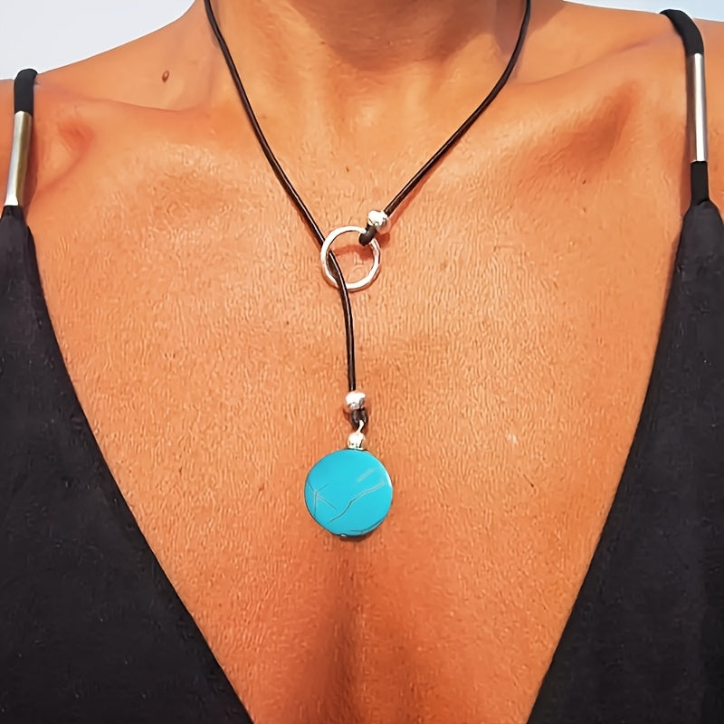 Vintage Style Boho Turquoise Pendant Necklace