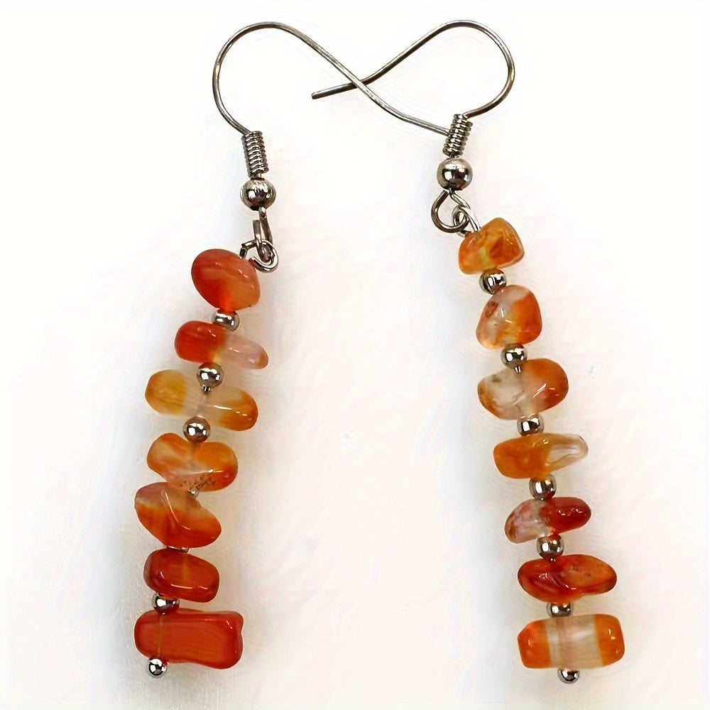 Boho Colorful Natural Gemstone Drop Earrings