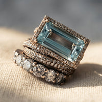 Vintage Silver Turquoise Glass Stackable Ring Set