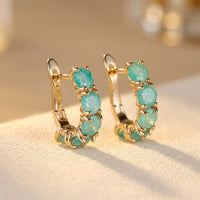 Ice Flower Cubic Zirconia Gold Hoop Earrings