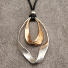 Elegant Modern Mixed-Metal Abstract Pendant Necklace