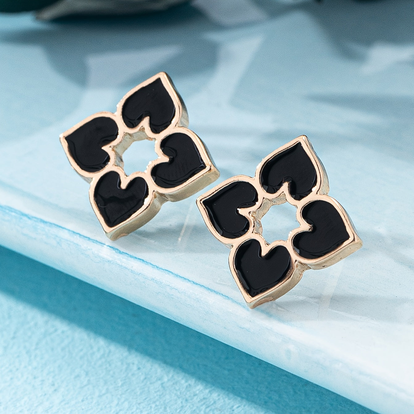 Elegant Enamel Heart Stud Earrings