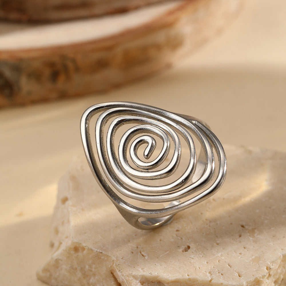 Vortex Sculptural Spiral Gold Statement Ring