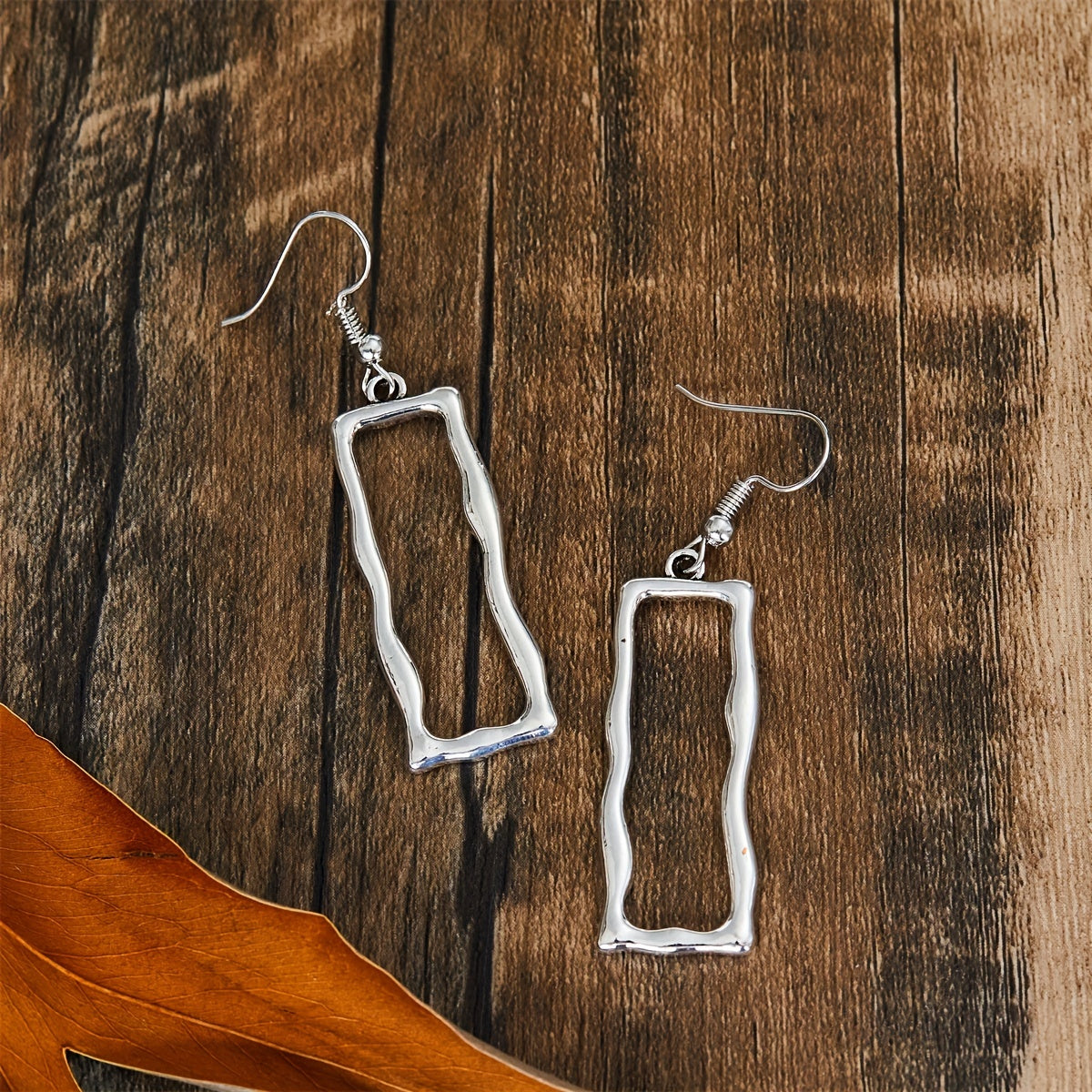 Vintage Gothic Hollow Geometric Long Bar Pendant Earrings