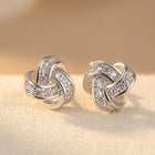 Love Knot Cross Design Anniversary Stud Earrings