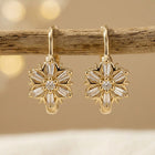 Minimalist Circle Snowflake Copper Earrings