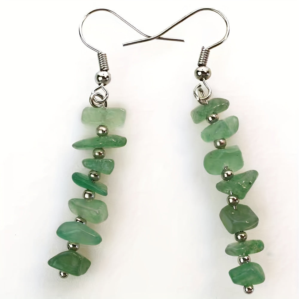 Boho Colorful Natural Gemstone Drop Earrings