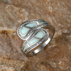 Vintage Bohemian White Opal Stone Silver Plated Ring