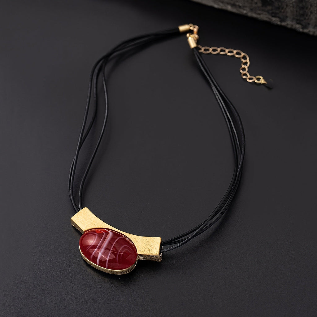 Elegant Bohemian Gemstone Gold Plated Necklace