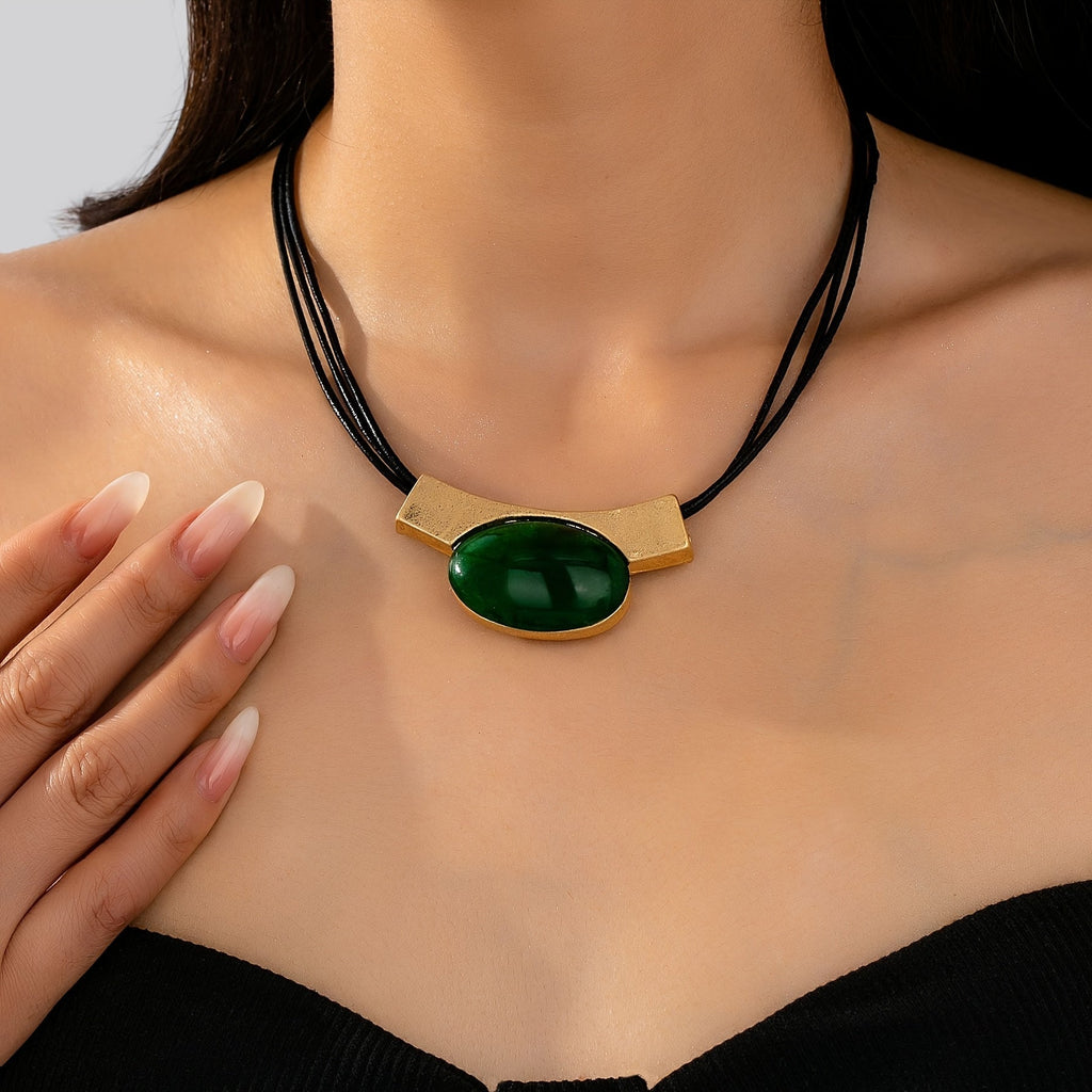 Elegant Bohemian Gemstone Gold Plated Necklace