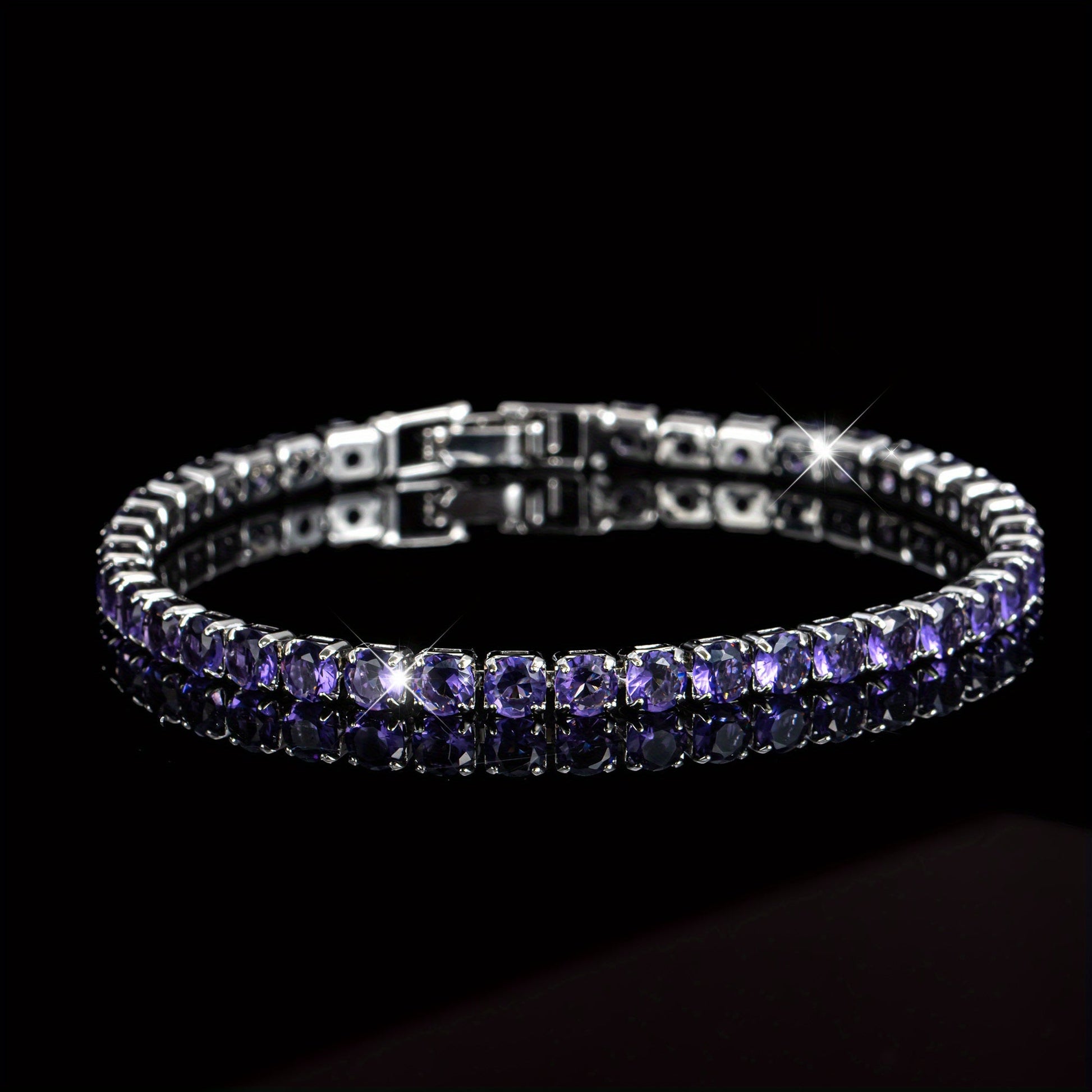 Elegant Boho Purple Zirconia Crystal Tennis Bracelet