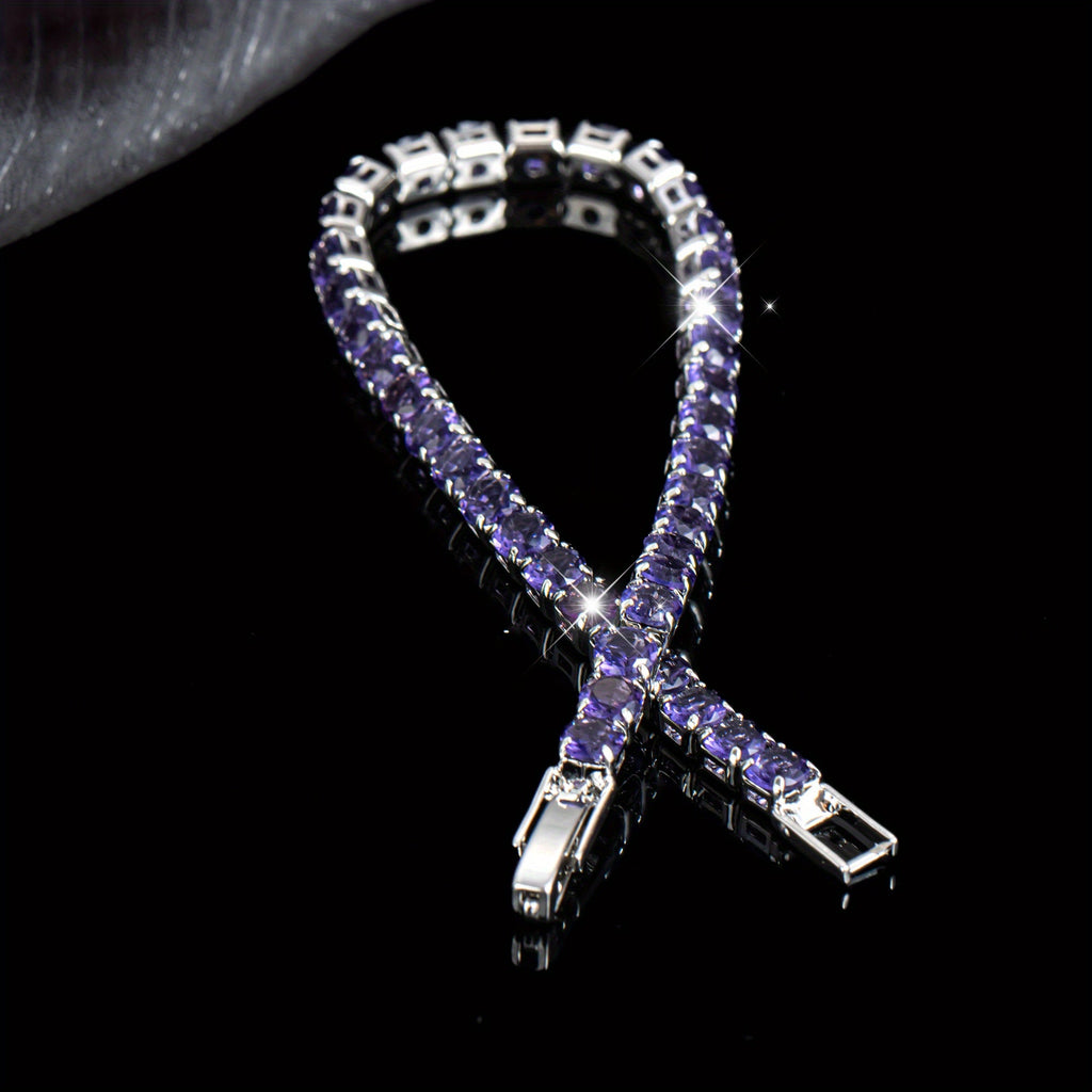 Elegant Boho Purple Zirconia Crystal Tennis Bracelet