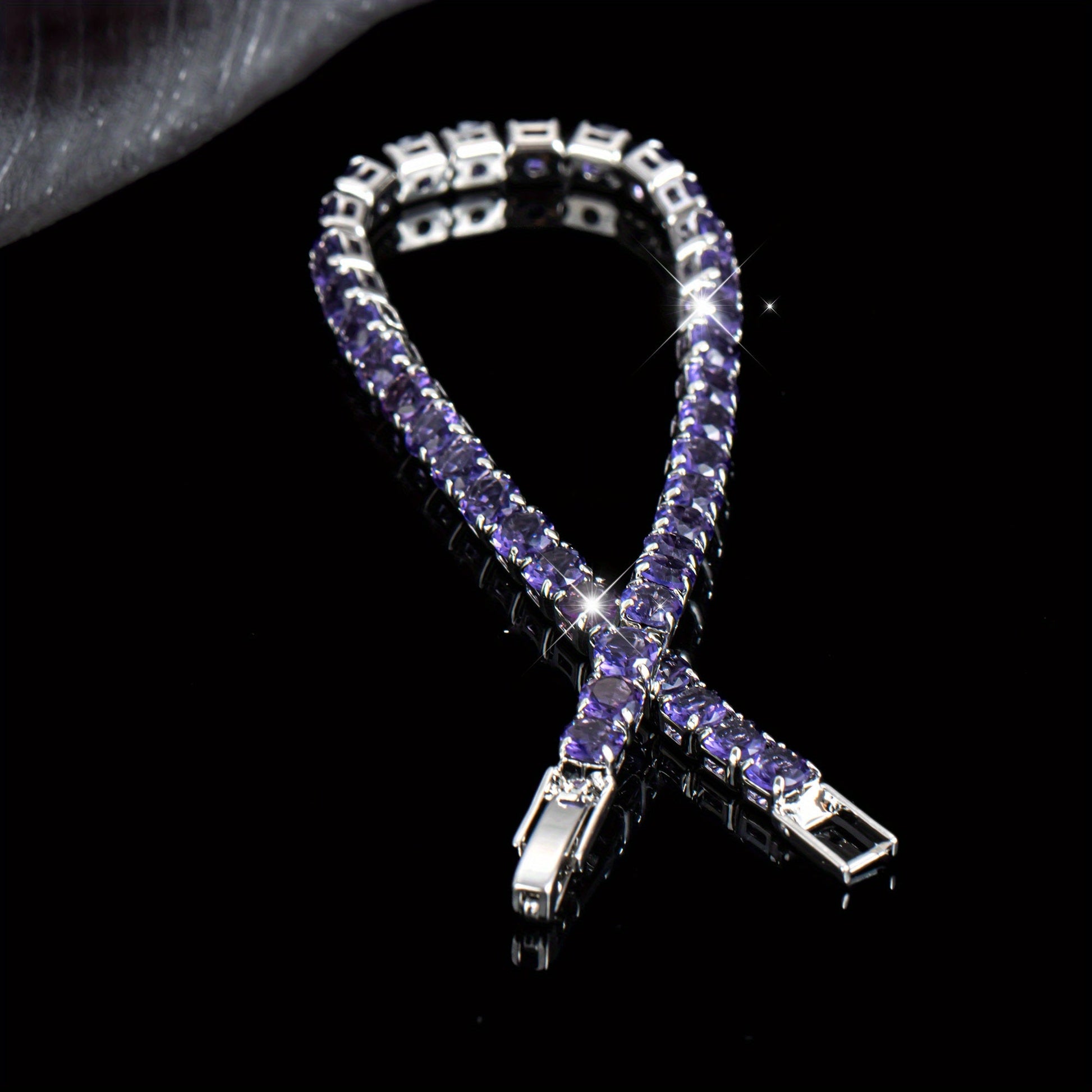 Elegant Boho Purple Zirconia Crystal Tennis Bracelet