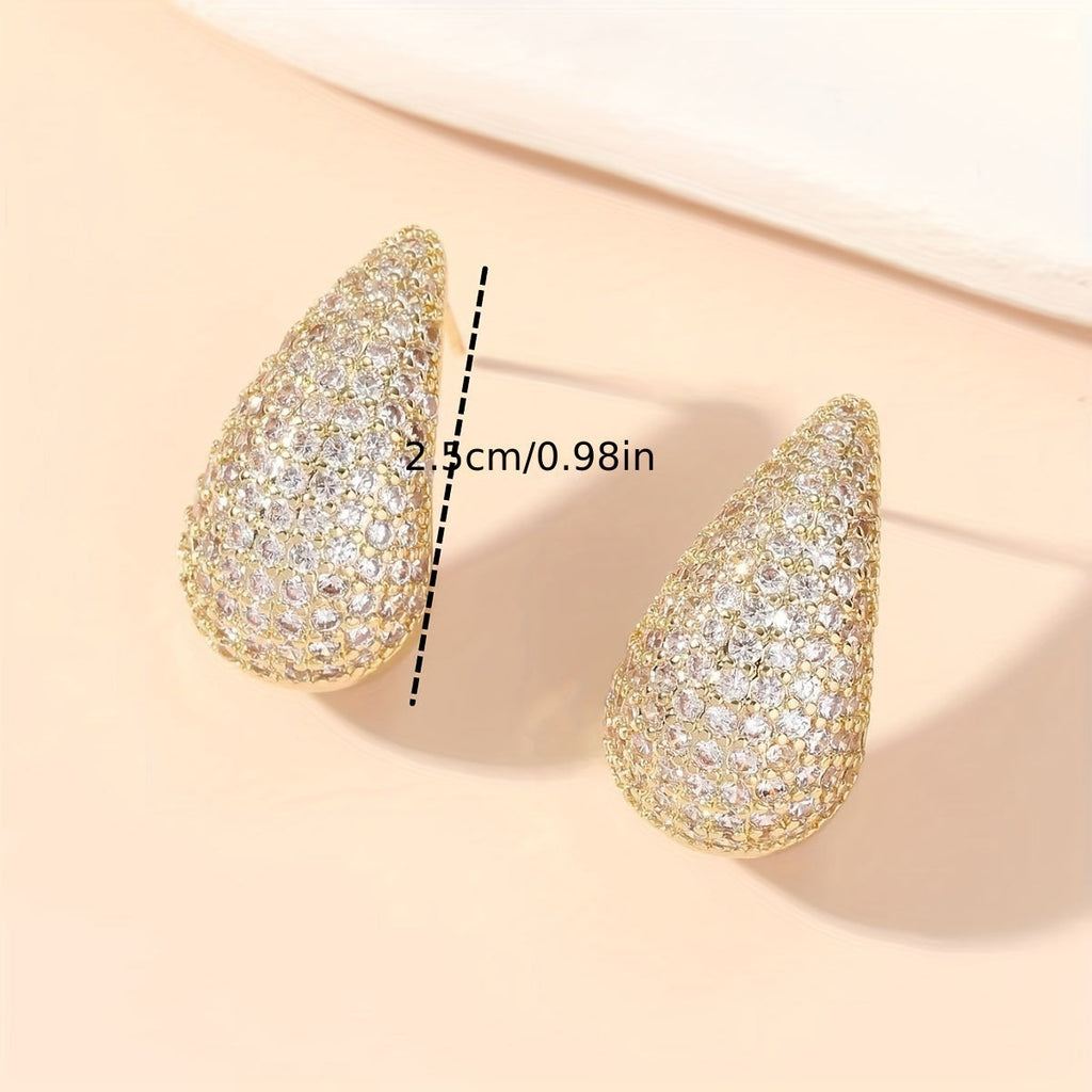 Vintage Water Drop Zirconia Stud Earring
