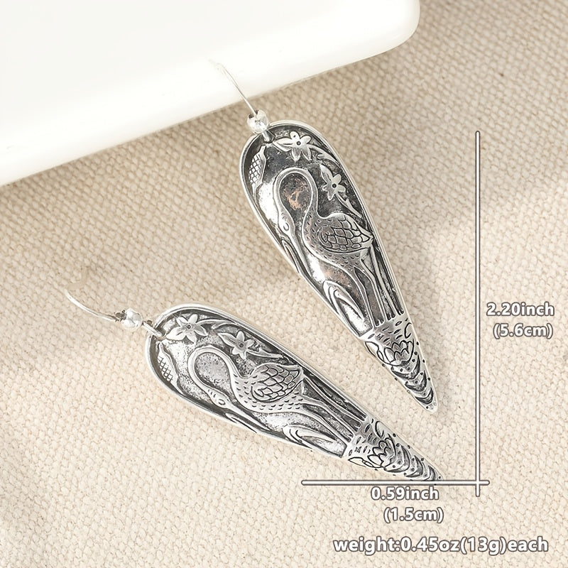 Elegant Bird Themed Heron Drop Earrings