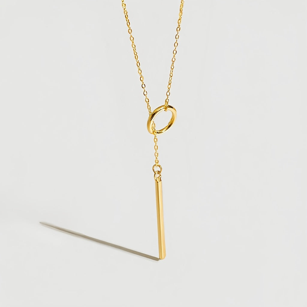 Modern Gold Y-Drop Necklace in Stainless Steel