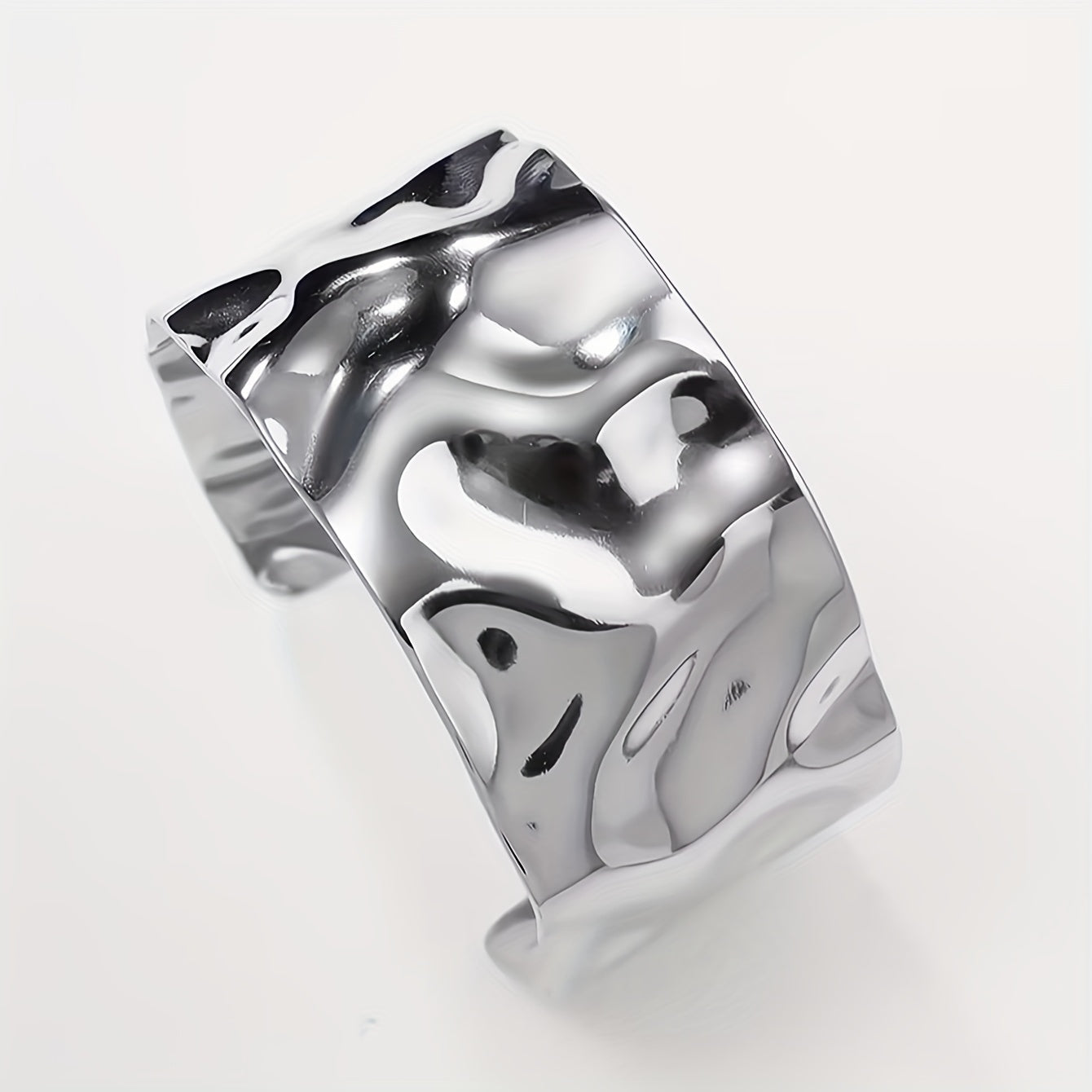 Elegant Polished Sculptural Wide Cuff Bracelet