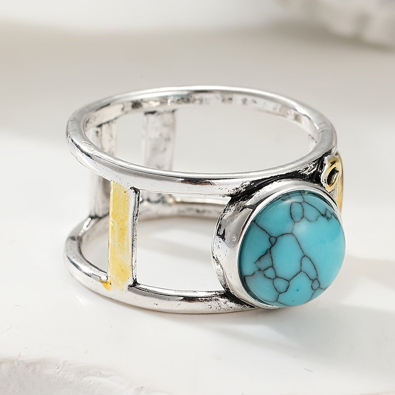 Bohemian Round Turquoise Spiral Ring