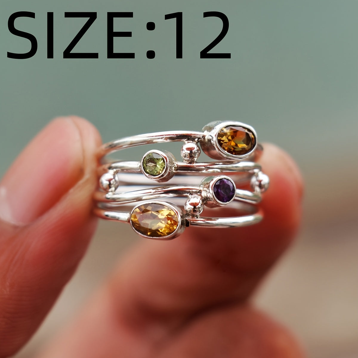 Bohemian Multicolor Gemstone Stacking Ring